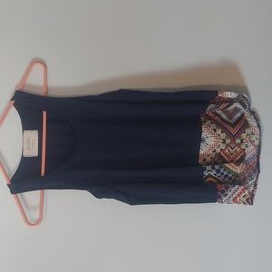 puella Long Sleeveless Navy Tank with Bottom Design